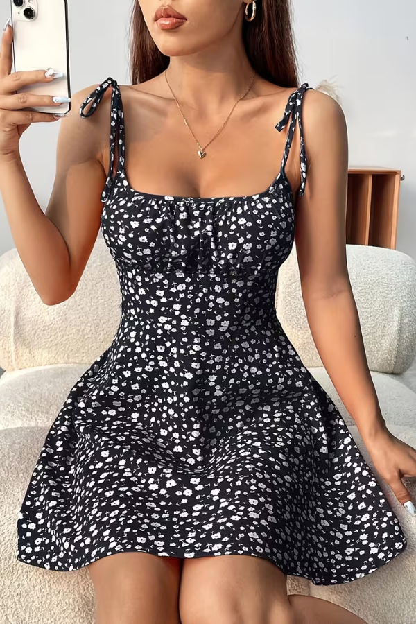 Women's elegant floral strapless slip dress, ideal for summer parties, vacation, or evening wear.