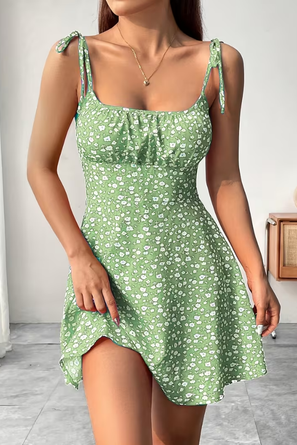 Elegant & comfortable women's floral strapless slip dress, perfect for summer vacation fashion.
