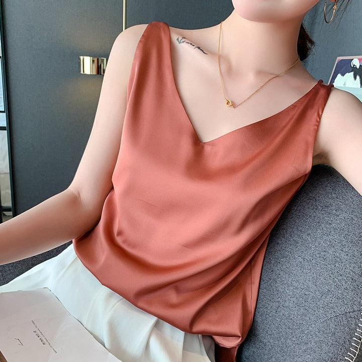 Chic women's elegant tank top, ideal as a dressy blouse for evening or a stylish casual top.