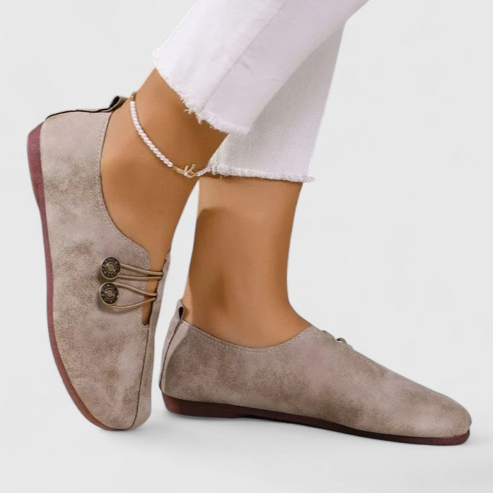 Women's elegant foldable loafers with elastic button, perfect for versatile daily wear & travel.