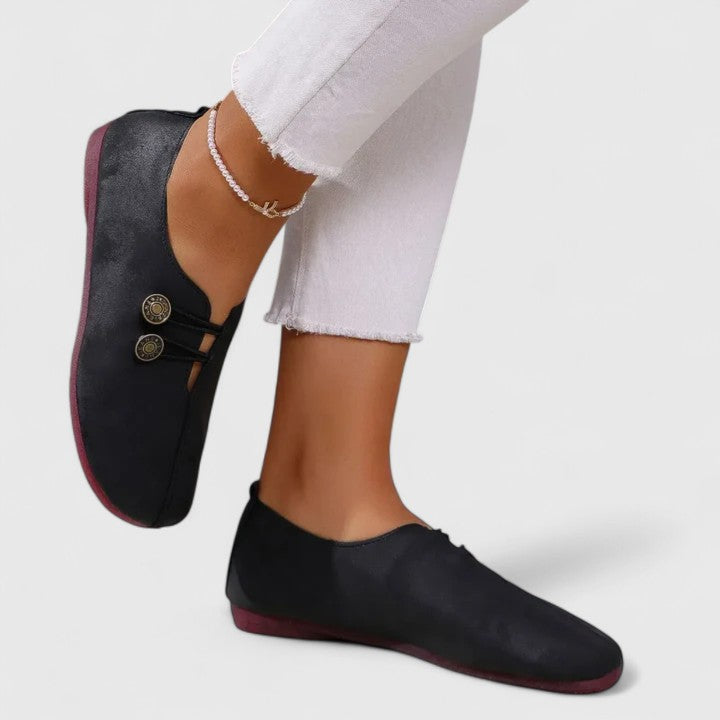 Travel-friendly women's foldable loafers, elegant slip-on casual footwear with elastic button.