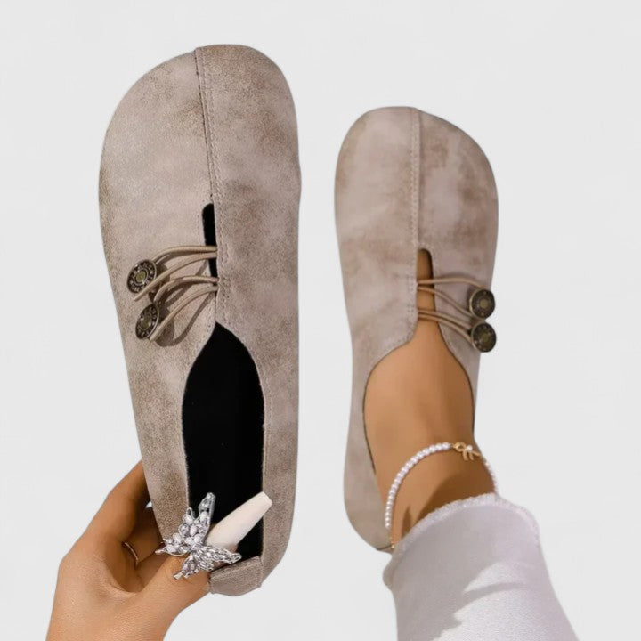 Versatile women's dress & casual loafers, foldable with elastic button for comfort & daily wear.