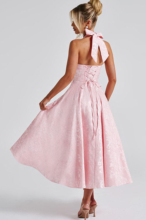 Women's evening halterneck maxi dress, classic & elegant.