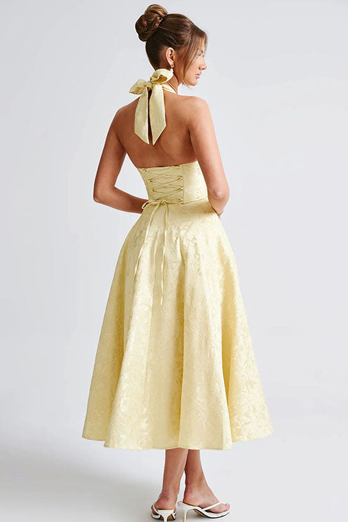 Sophisticated halterneck maxi dress, perfect for evening wear.