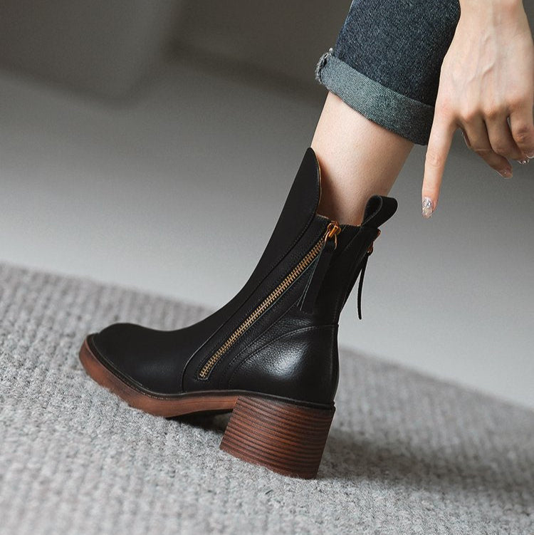 Zippered women's high heel ankle boots, offering an elegant look for evening, party footwear & dress occasions.