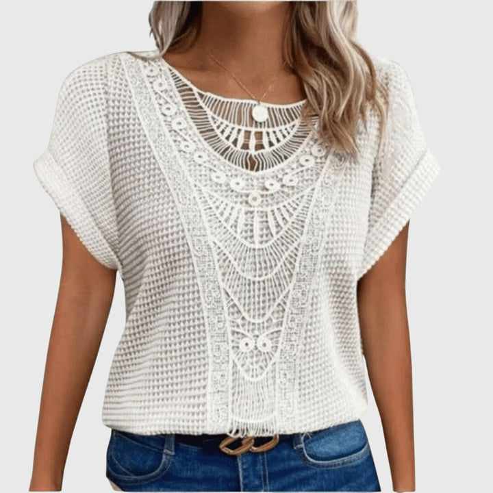 Women's elegant lace top, bohemian chic and relaxed, essential for an Ibiza style summer wardrobe.