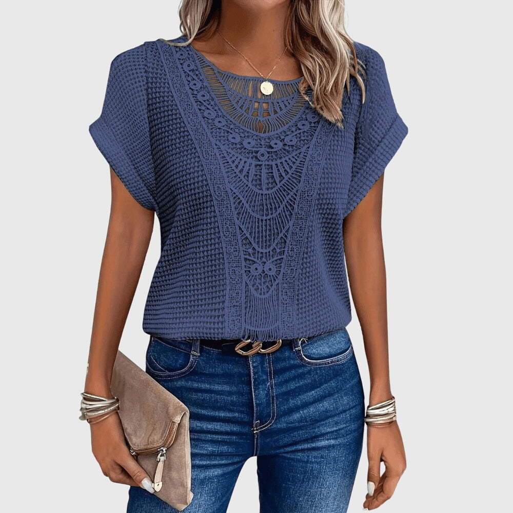 Elegant Ibiza style women's top with intricate lace, a must-have for bohemian summer fashion.