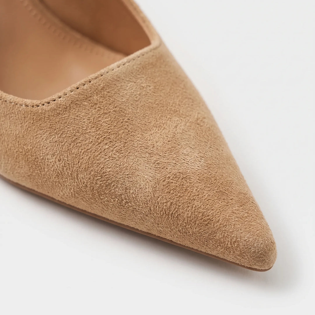 Chic women's dress shoes: pointed toe kitten heel slingback sandals for sophisticated style.