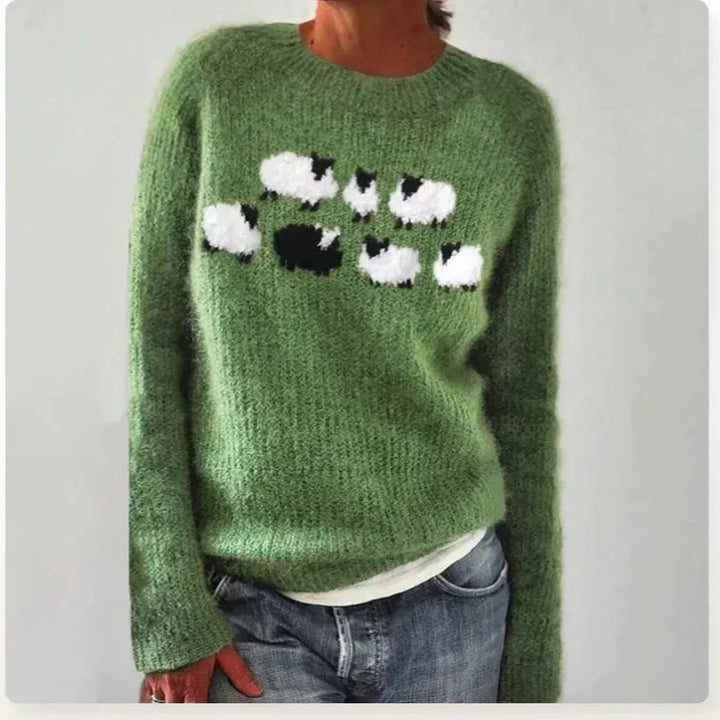Multicolor Nordic pattern women's sweater, a cozy and elegant knit top perfect for winter comfort wear.