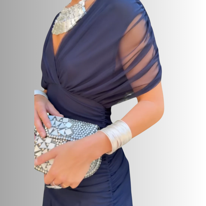 Stunning women's off-shoulder maxi dress, an elegant choice for evening wear, parties & formal events.