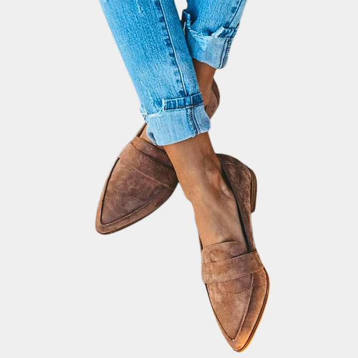 Classic women's pointed-toe slip-on loafers, essential everyday shoes for effortless style & comfort.