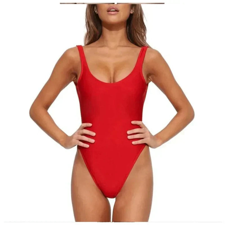 Comfortable & elegant women's one piece swimsuit with a flattering scoop neck & chic open back.