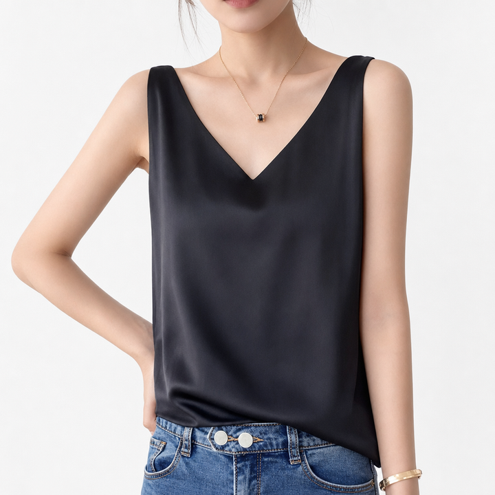 Versatile women's sleeveless tank top with an elegant relaxed fit, a key piece for summer fashion & everyday style.