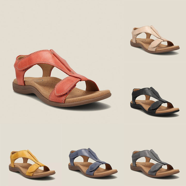 Adjustable T-strap women's casual sandals, offering orthopedic support and cushioned comfort for summer.