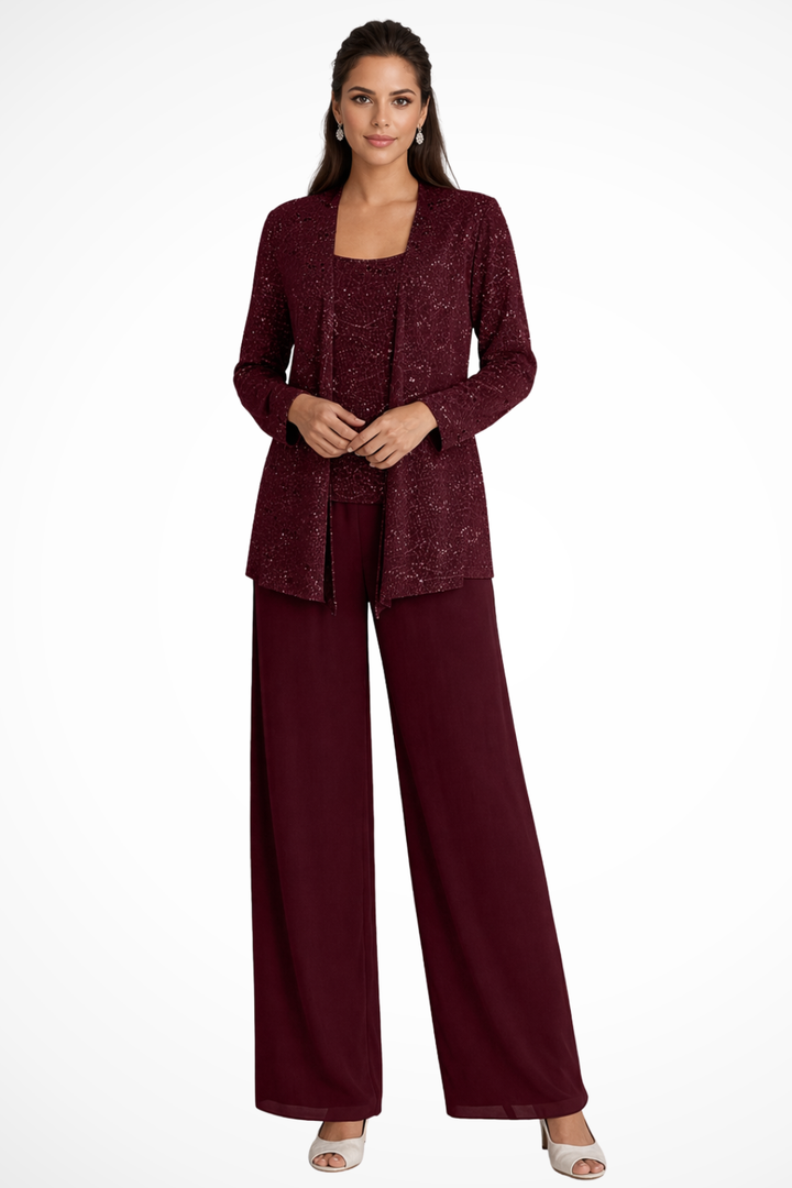 Sophisticated women's evening wear: a complete 3-piece formal set for elegant fashion.