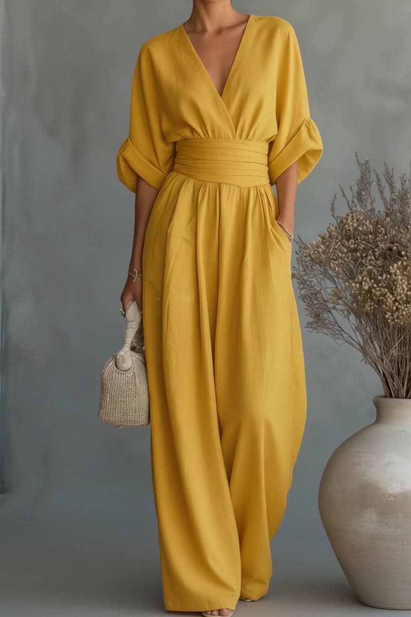 Comfortable women's vintage jumpsuit, versatile for casual wear or elegant evening outfit.