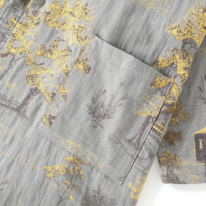 Complete women's pajama set: watercolor print kimono style with a relaxed fit for ultimate home comfort.
