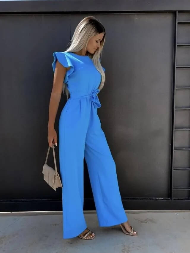 Sophisticated women's wide leg jumpsuit, perfect for elegant evening wear & versatile occasions.