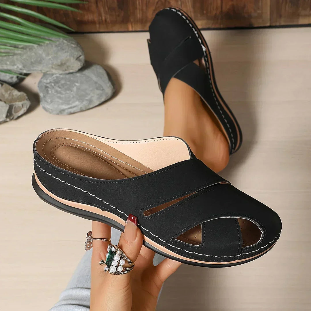 Fashionable blue women's wedge sandals with an elevated platform, perfect for comfortable and stylish summer wear.