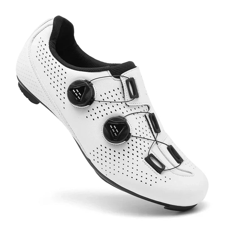 Sleek black women's cycling shoes. Elite performance athletic footwear with secure clipless system.