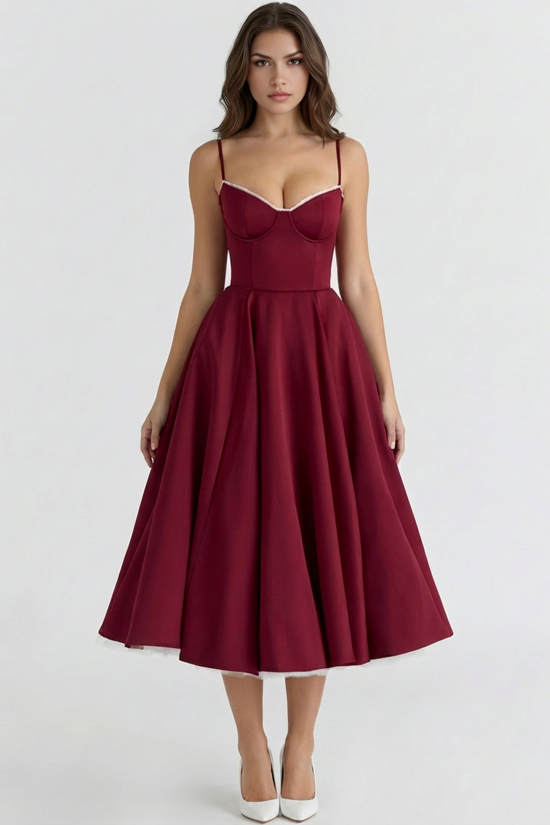 Stylish women's midi dress. Ideal for formal events, summer parties, and special occasions.