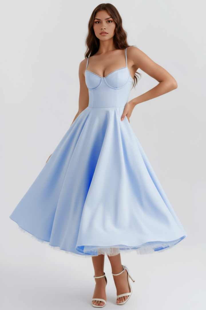 Graceful women's midi dress, perfect for cocktail parties, summer events & formal occasions.