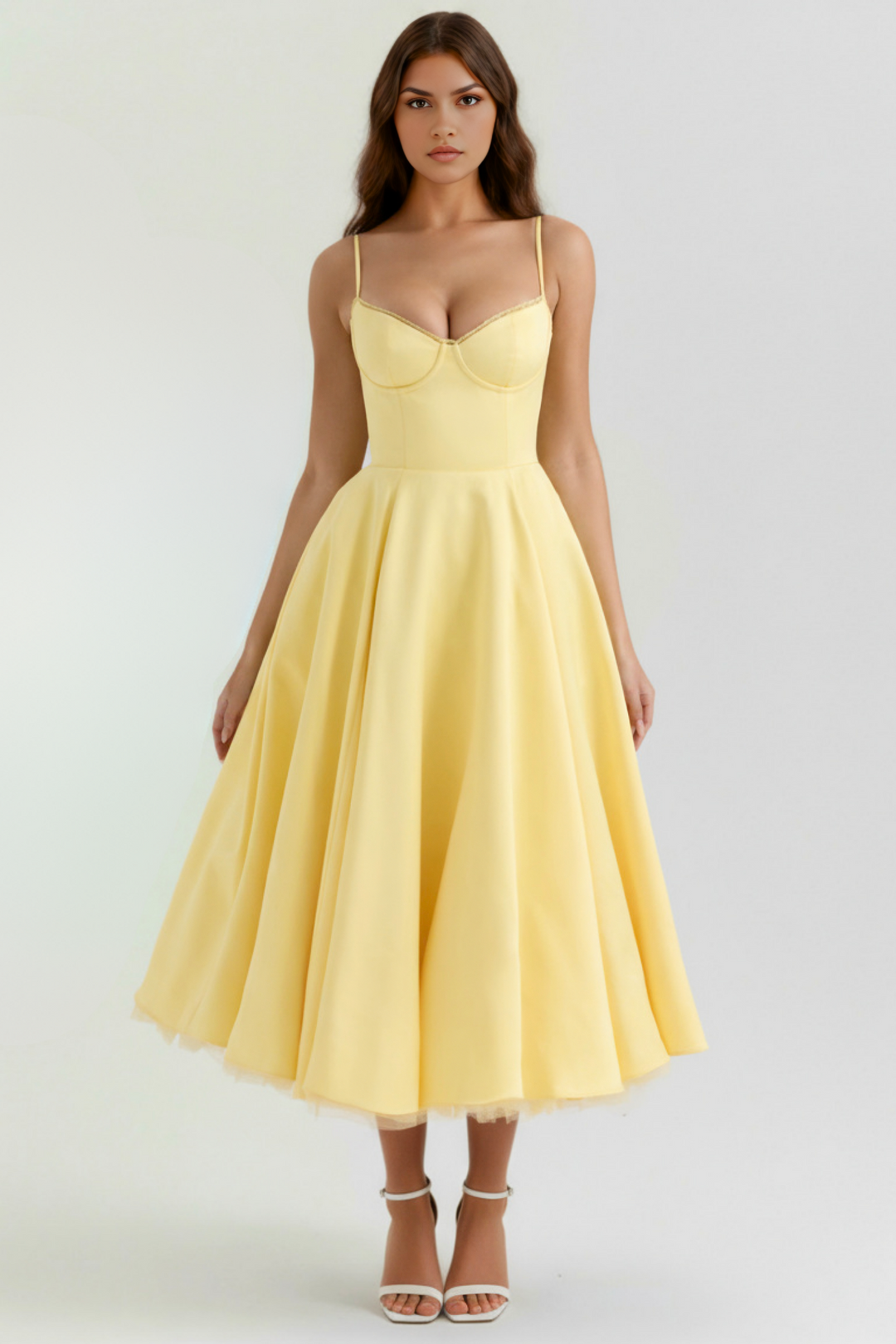Women's Enchanting Grace midi dress. Stylish, feminine, & perfect for any special occasion.