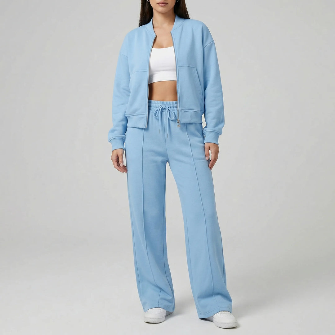 Stylish & comfy Evie women's regular fit straight leg trousers set, ideal for casual, work, or elegant wear.
