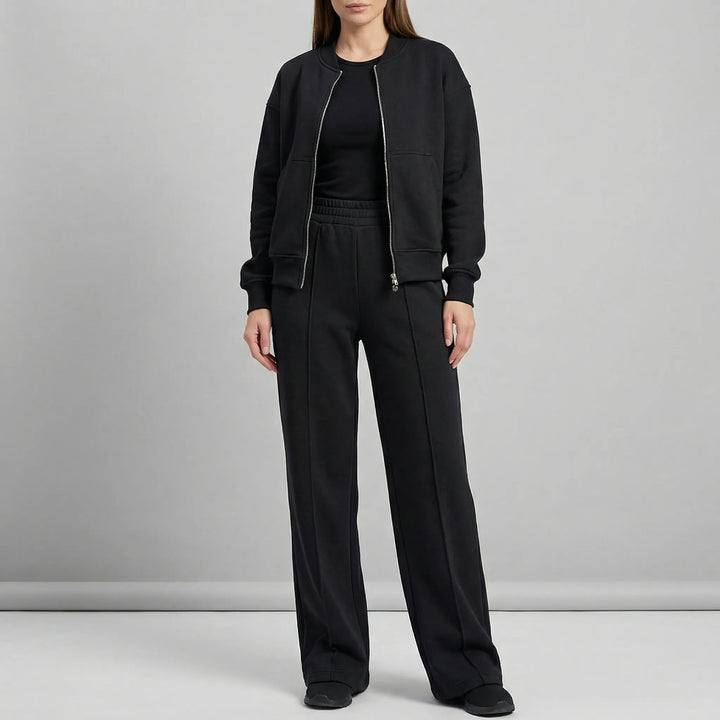 Evie women's regular fit straight leg trousers and matching jacket, perfect for work or stylish loungewear.