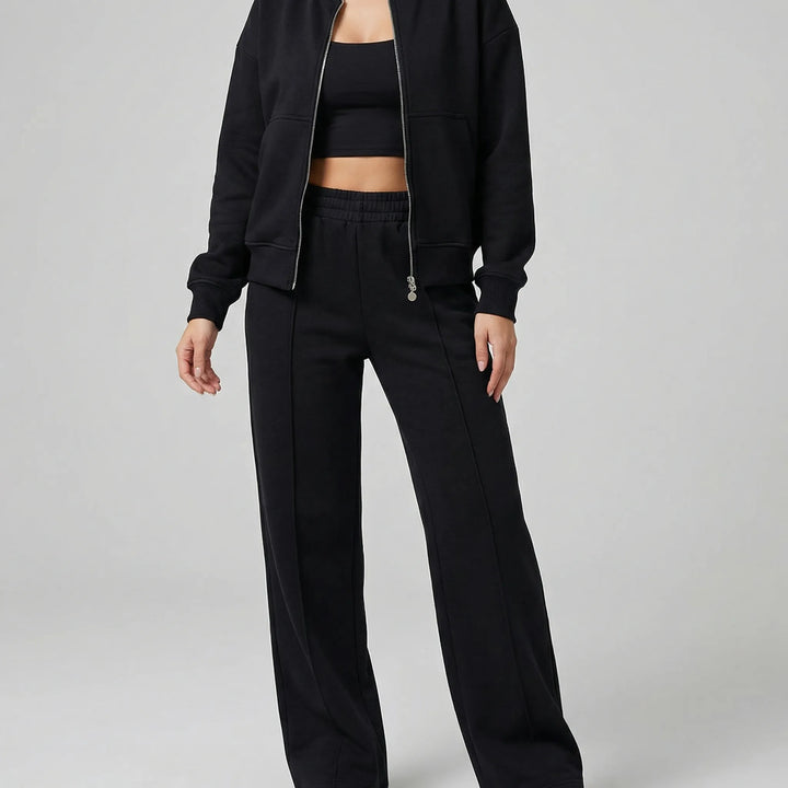 Evie women's straight leg trousers and jacket set. Regular fit pants & matching top for a complete look.