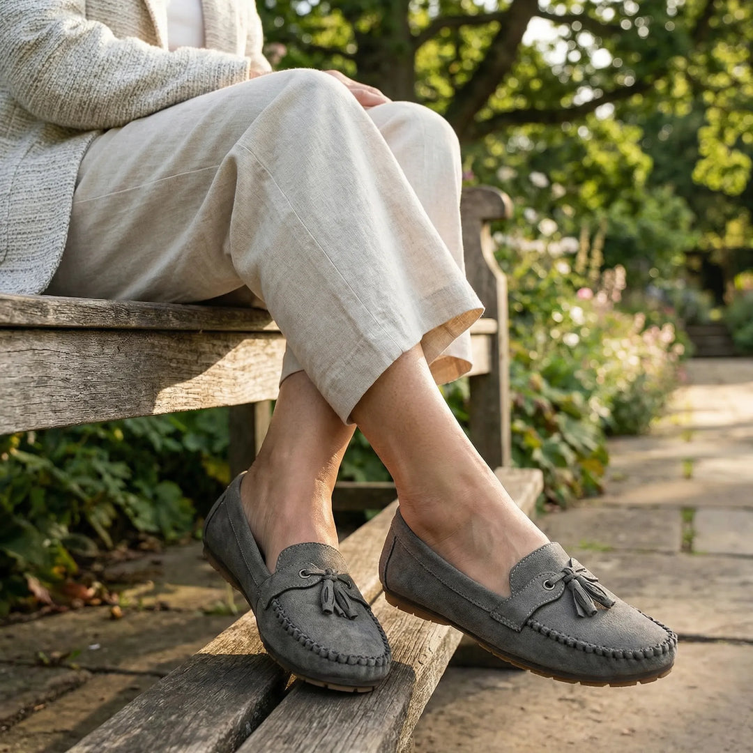 Casual extra wide women's loafers, perfect for everyday comfort, memory foam cushioned.