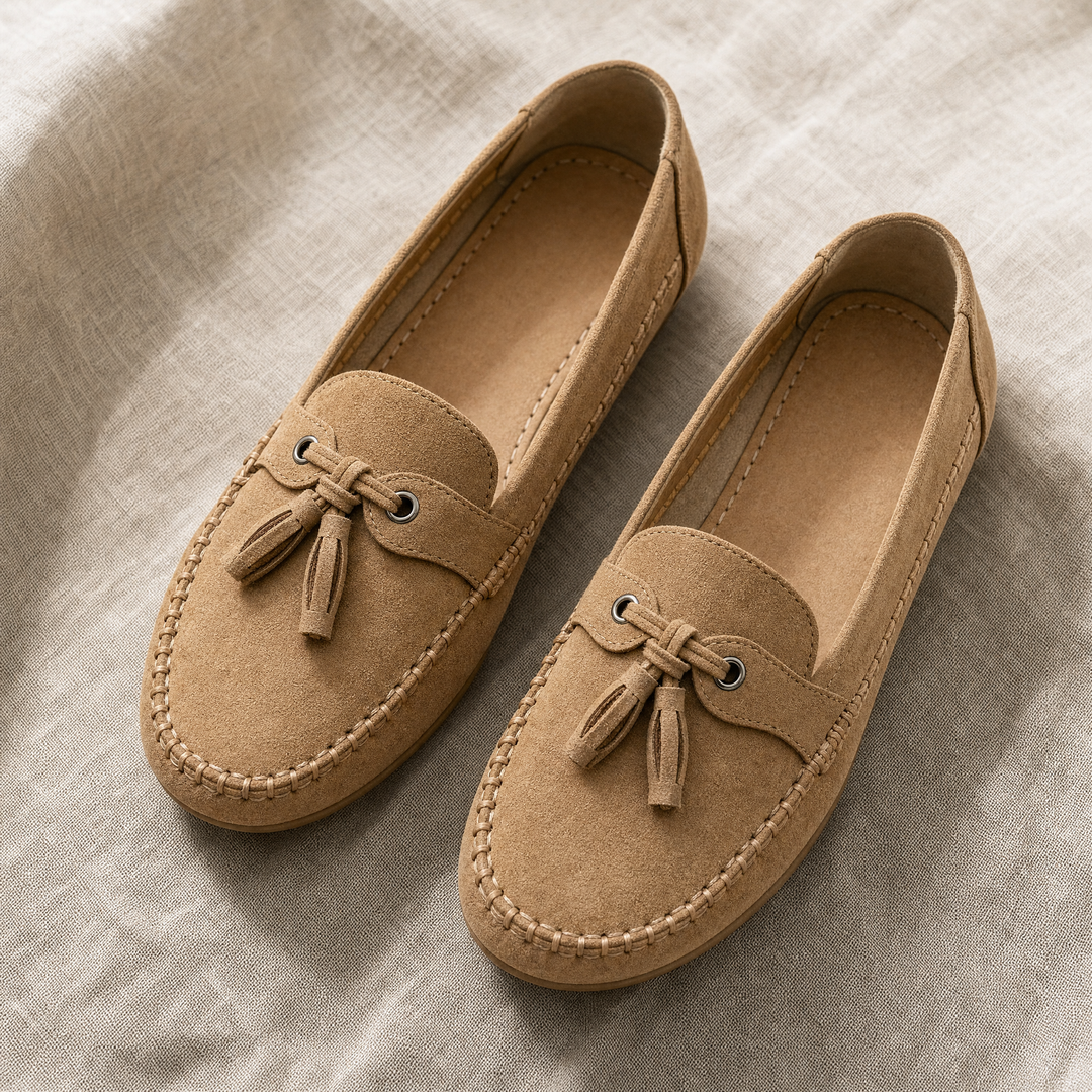 Comfortable extra wide loafers for women, featuring supportive memory foam insoles.