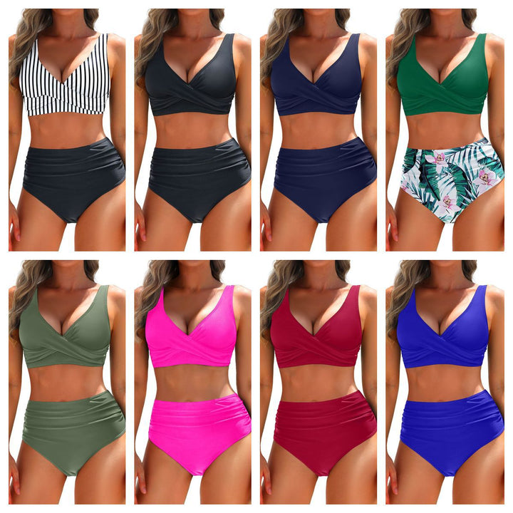 Women's flattering high-waisted bikini set for beachwear & summer vacation.