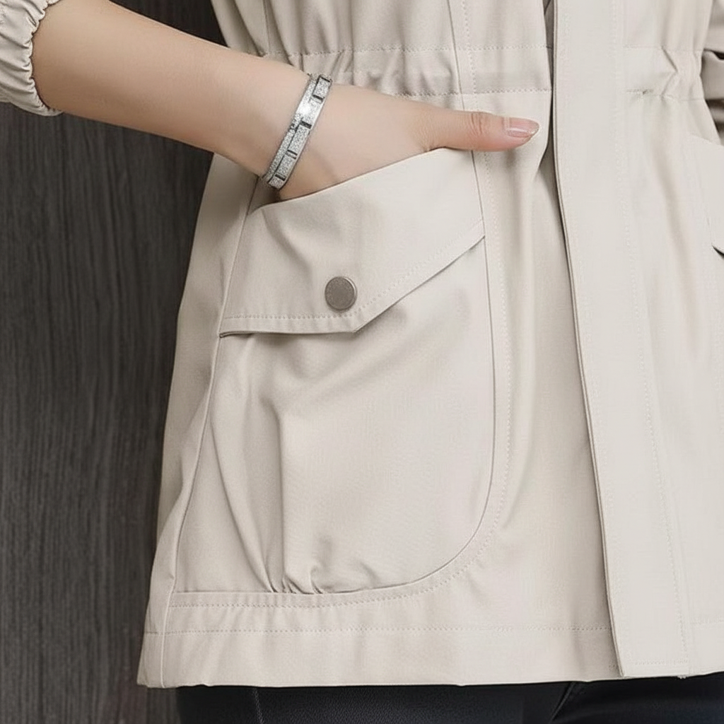 Effortless style with this women's Flora transitional jacket, ideal for spring & autumn, featuring a comfy stand collar.