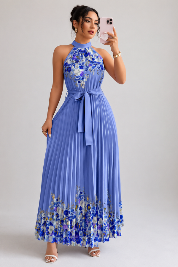 Beautiful women's floral pleated midi dress, ideal for any occasion.