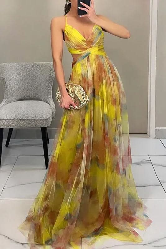 Vibrant summer maxi dress, sleeveless and flowy, offering comfortable & effortless women's fashion.