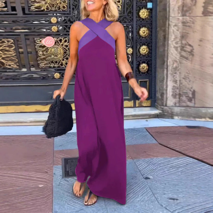 Versatile women's cross neck long dress, suitable for both day & evening.