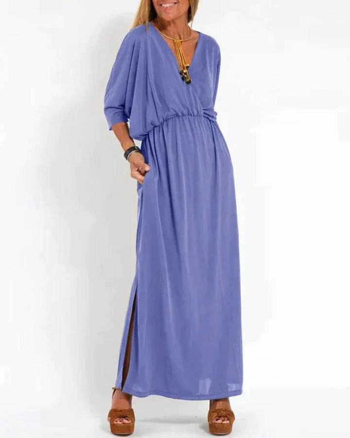 Women's elegant flowy long midi dress, designed with adjustable straps for a perfect and versatile fit.