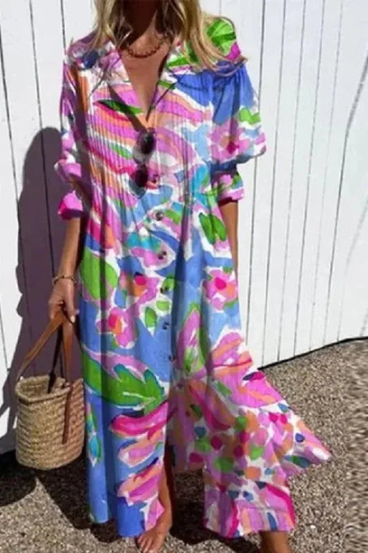 Effortless women's flowy maxi dress, a relaxed summer style essential for casual elegance.