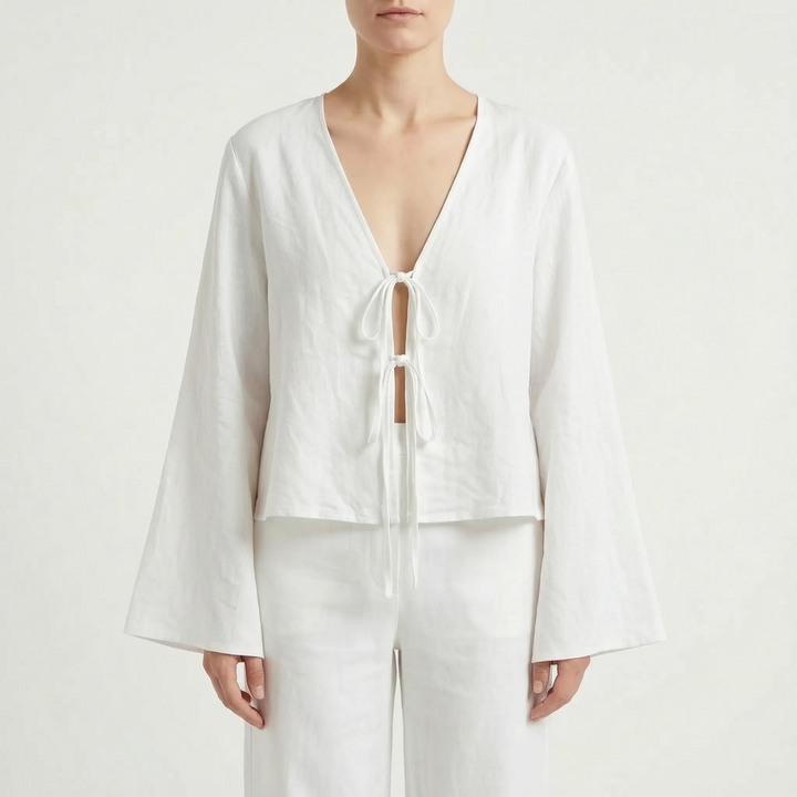 Breezy women's tie-front blouse. Lightweight and comfortable, great for casual summer fashion & adjustable styling.