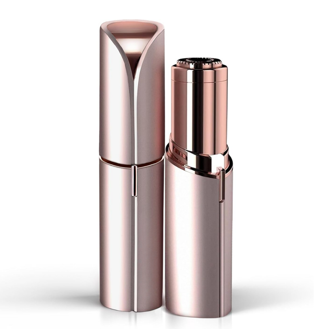Women's gentle facial hair trimmer for smooth, peach fuzz-free skin, an essential beauty tool.
