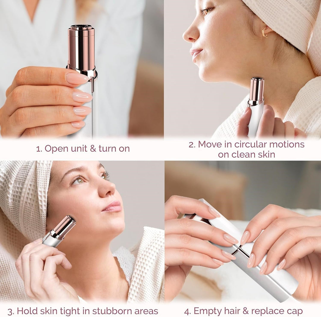 Electric women's facial hair remover, designed for smooth skin and precise eyebrow grooming.