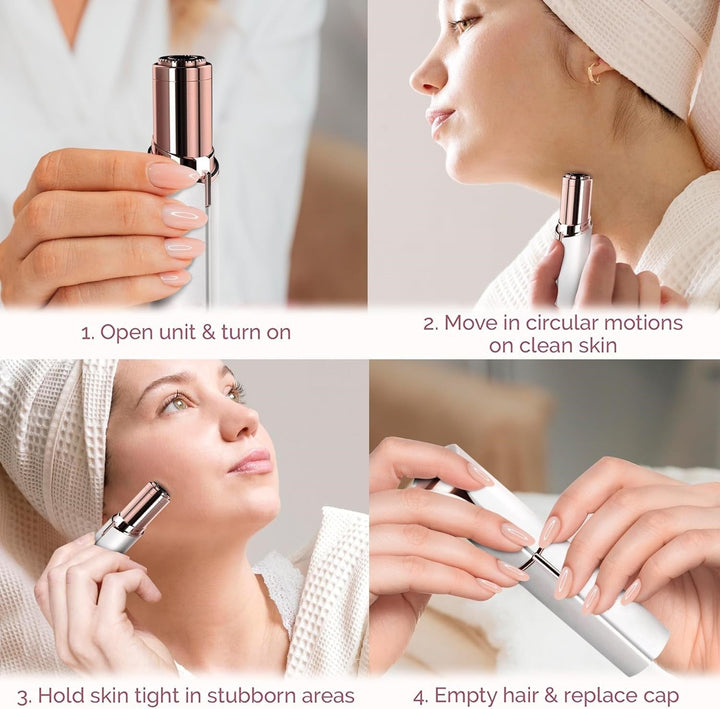 Electric women's facial hair remover, designed for smooth skin and precise eyebrow grooming.