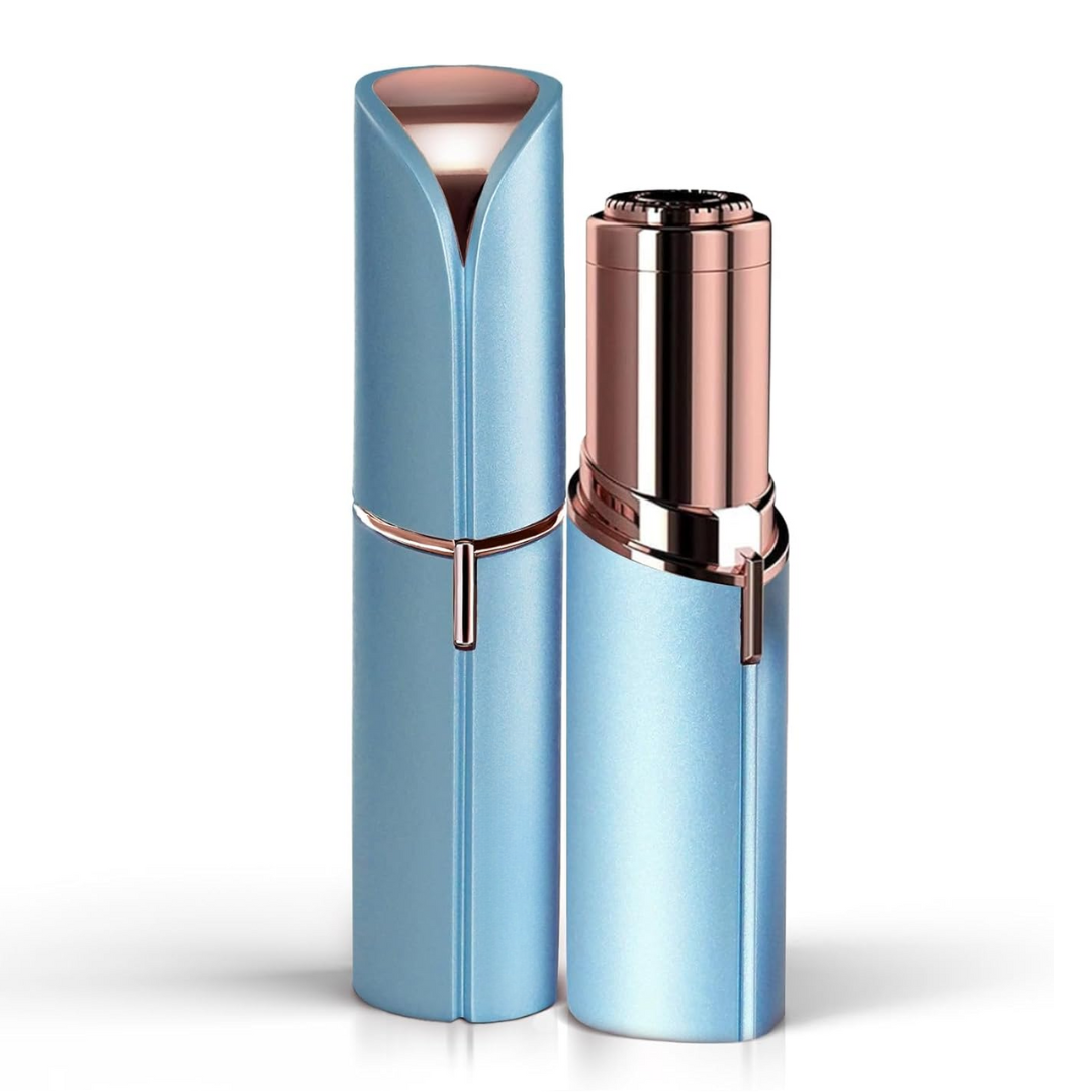 Gentle women's shaver for fine facial hair and peach fuzz, promoting healthy, smooth-looking skin.