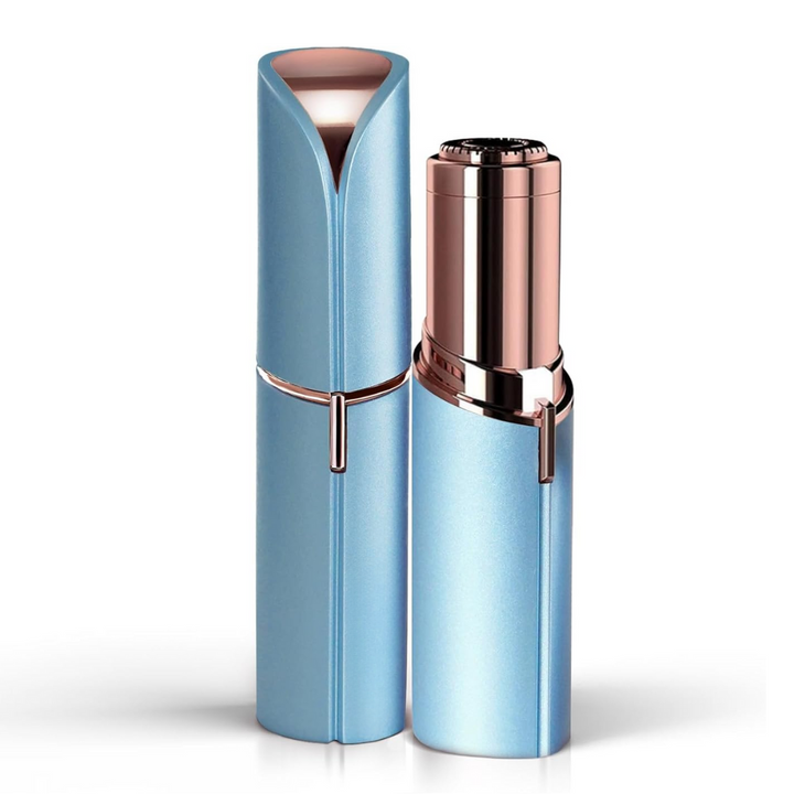 Gentle women's shaver for fine facial hair and peach fuzz, promoting healthy, smooth-looking skin.