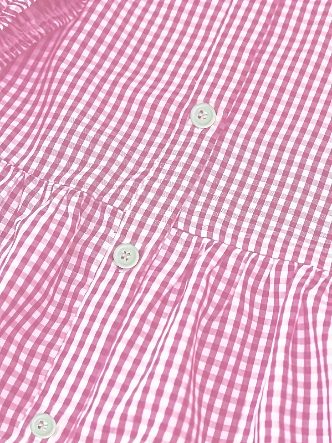 Women's Gingham Check Tiered Mini Dress with Ruffle Hem. Features button front & puff sleeves for a casual look.