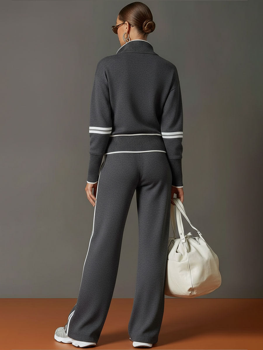Women's wide-leg trousers from a comfy matching set, great for everyday fashion & relaxed fit.