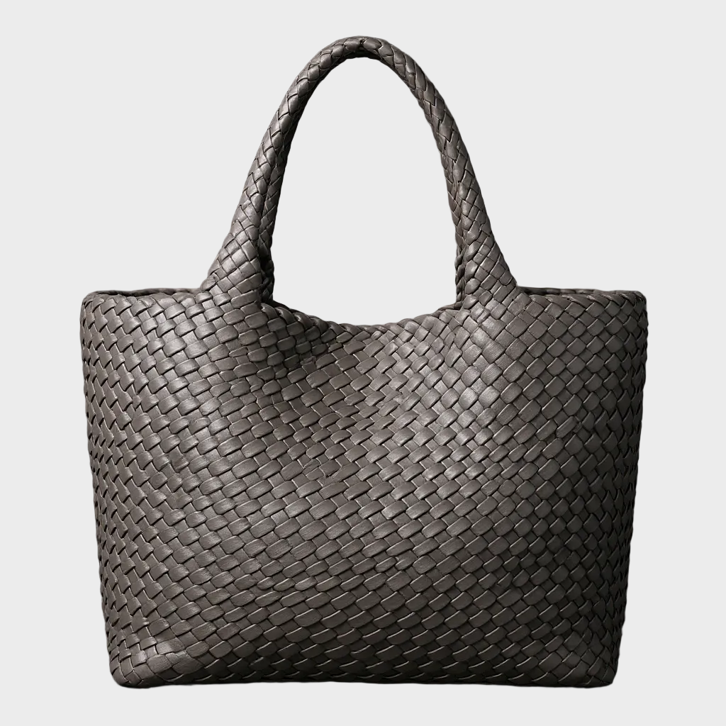 Functional handwoven leather market bag, a large versatile women's shoulder tote.
