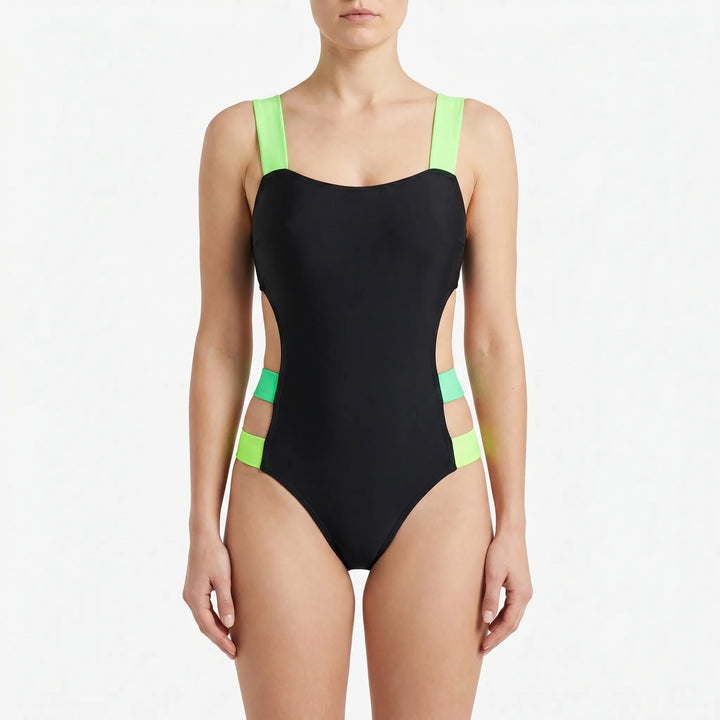 Eye-catching women's high-cut monokini swimsuit, designed with trendy cutouts & comfortable fit for summer.