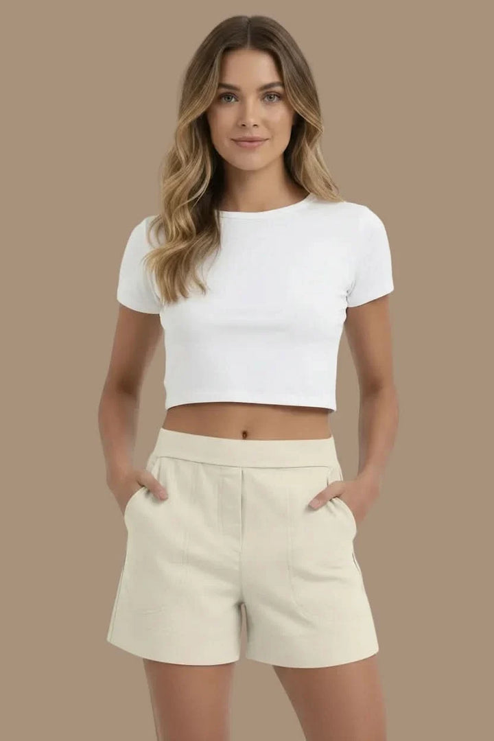 Women's high waist active shorts, perfect for workouts, yoga, or everyday comfort. Stylish sporty design.